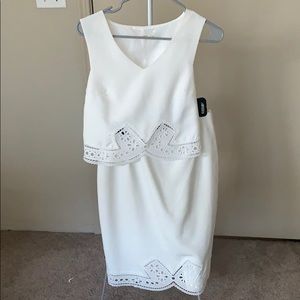 White LUNA crop top & skirt set